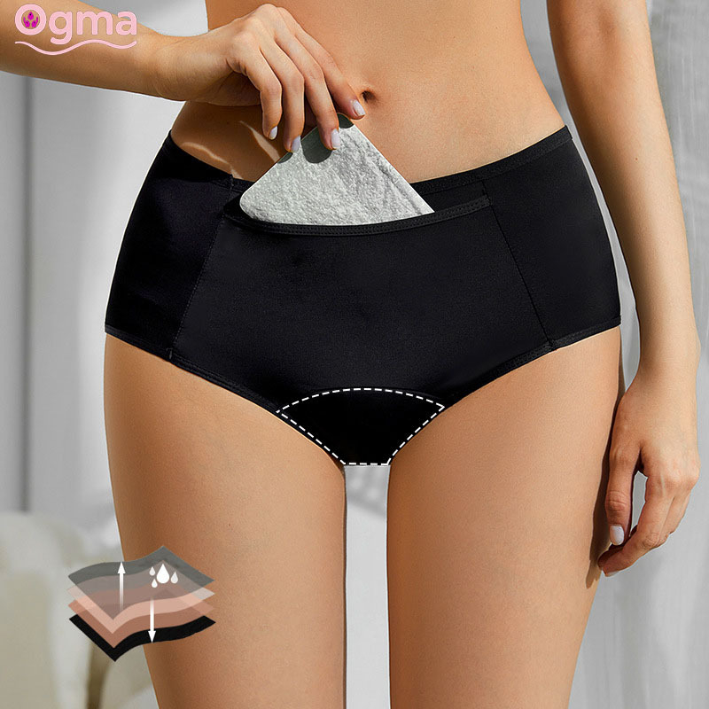 Ženske gaćice za menstrualni ciklus s visokim strukom, četiri sloja, bezšivne i otporne na curenje