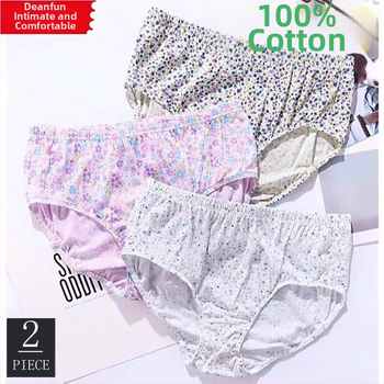 Dieanfen cvjetne pamučne ženske gaćice, 2 kom, srednji pojas, 100% pamuk, pletene