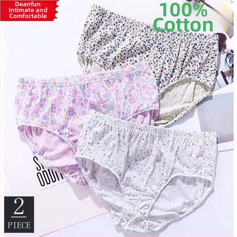 Dieanfen cvjetne pamučne ženske gaćice, 2 kom, srednji pojas, 100% pamuk, pletene
