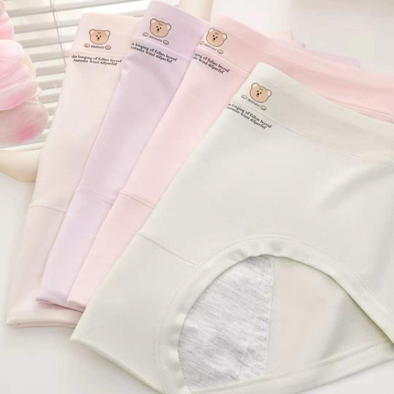 Hengyanmeng 3539 Ženske menstrualne gaćice sa srednjim strukom, 50 komada, pamuk, mekane, otporne na curenje, nježan prema koži, udoban i prozračan