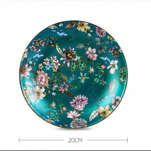 Jun Porcelán csontporcelán négy darabos étkészlet, kerek forma, virágmintázat, mikrohullámú sütőbe tehető