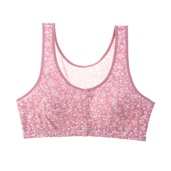 Medvilninis naktinis liemenėlė su priekinio užsegimo, be vielos, pilnos kaušeliai, ploni formuoti kaušeliai, fiksuoti dvigubi petnešos, 100% medvilnė