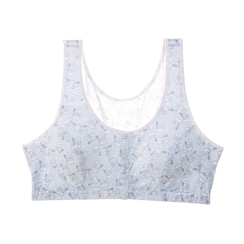 Medvilninis naktinis liemenėlė su priekinio užsegimo, be vielos, pilnos kaušeliai, ploni formuoti kaušeliai, fiksuoti dvigubi petnešos, 100% medvilnė