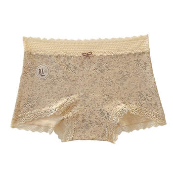 Női antibakteriális pamut boxer brief virágmintával, középmagas derékkal, pamutszövetes bélés a gát területén