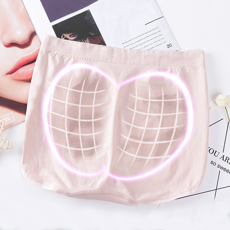 Női varrat nélküli latex alsónemű pamut béléssel, középmagas derék, lélegző jacquard szövet