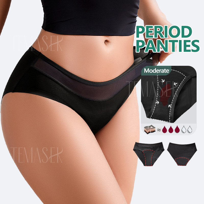 Menstruációs nadrág, négyrétegű szivárgásmentes, légáteresztő, varrás nélküli, alacsony derekú, nylon anyagú