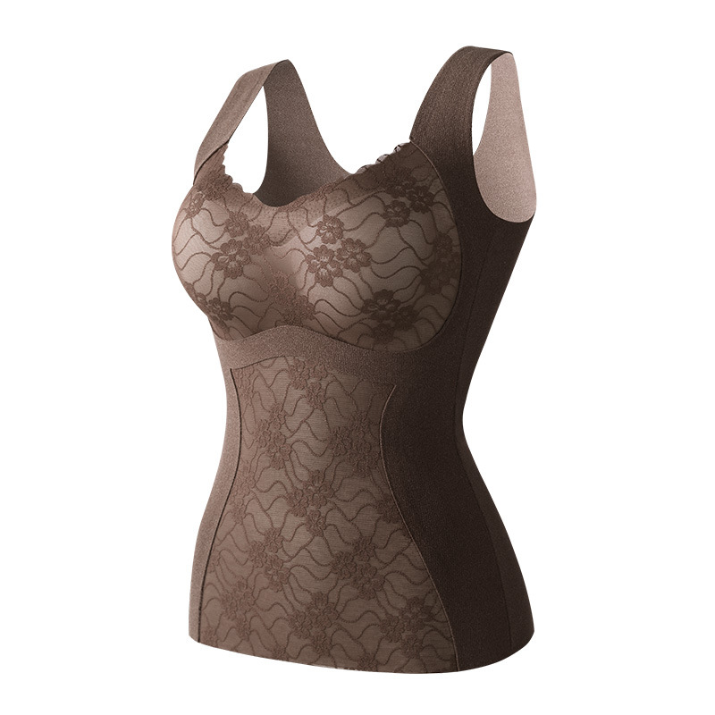 Termični shapewear top za oblikovanje tijela s podiznim trakama i jastučićima za prsa, antibakterijski kašmir grudnjak, svilen bazni sloj