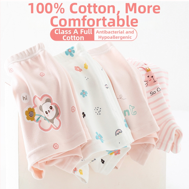 Tütarlaste puuvillane aluspesu, keskmise taljega (4 tk pakendis, 100% puuvill, 8+ aastat, 140 cm, Klassi A)