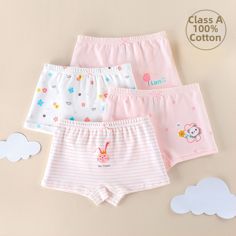 Tütarlaste puuvillane aluspesu, keskmise taljega (4 tk pakendis, 100% puuvill, 8+ aastat, 140 cm, Klassi A)