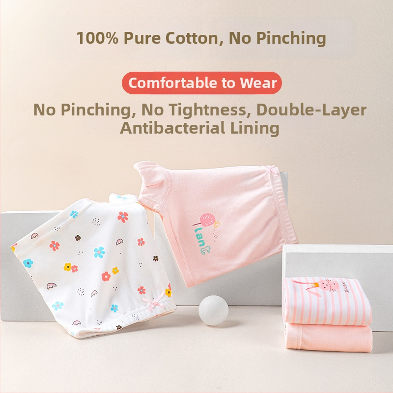 Tütarlaste puuvillane aluspesu, keskmise taljega (4 tk pakendis, 100% puuvill, 8+ aastat, 140 cm, Klassi A)