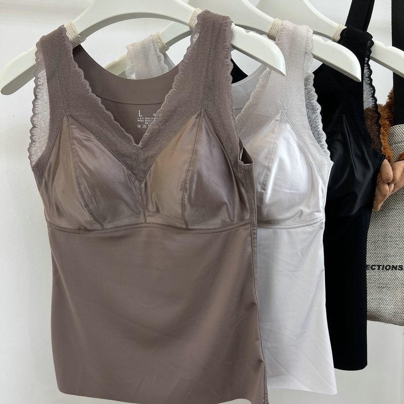 Ženski termalni top s ugrađenim jastučićima za dojke, bezšivna, nylon materijal, V-izrez, jednodijelni, zadržava toplinu