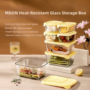 Kutija za svježu hranu od visokog borosilikatnog stakla, pravokutna, mikrovalno sigurna, zatvorena za očuvanje svježine, kapacitet 1-2 L