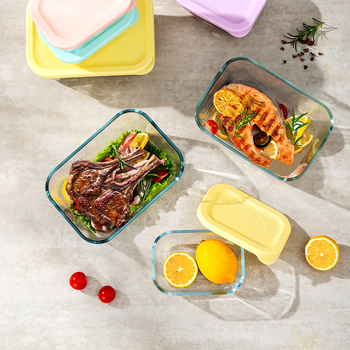 Kutija za svježu hranu od visokog borosilikatnog stakla, pravokutna, mikrovalno sigurna, zatvorena za očuvanje svježine, kapacitet 1-2 L