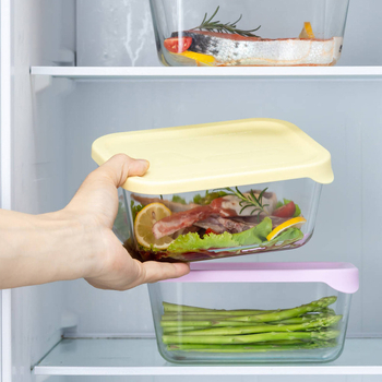 Kutija za svježu hranu od visokog borosilikatnog stakla, pravokutna, mikrovalno sigurna, zatvorena za očuvanje svježine, kapacitet 1-2 L