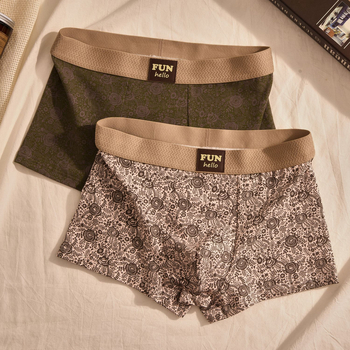 Férfi boxeralsó virágmintás, lélegző poliészter, középmagasságú derék, gátbélés viszkóz