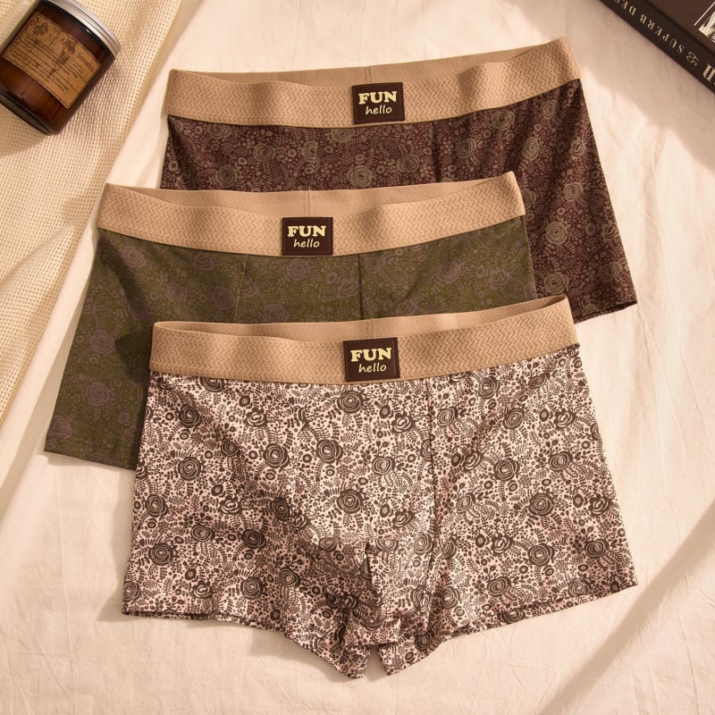 Férfi boxeralsó virágmintás, lélegző poliészter, középmagasságú derék, gátbélés viszkóz