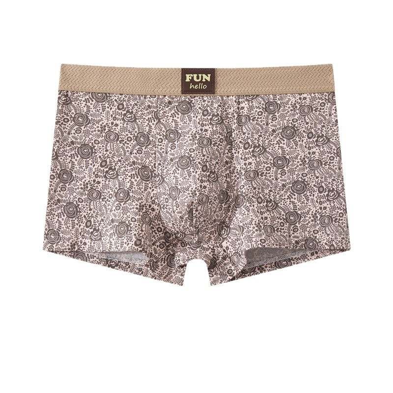 Férfi boxeralsó virágmintás, lélegző poliészter, középmagasságú derék, gátbélés viszkóz