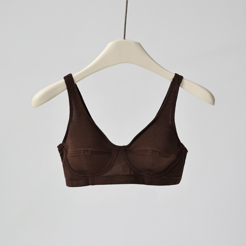 Prancūziško stiliaus liemenėlė su 3D puodeliais iš mulberry šilko, be siūlių, be metalinių žiedų, push-up