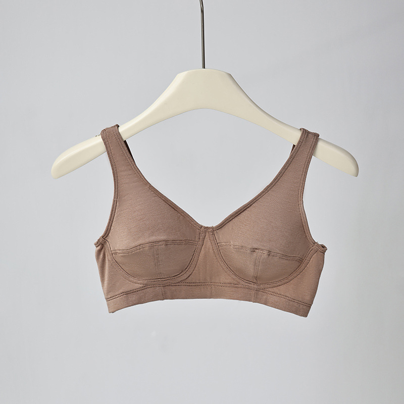 Prancūziško stiliaus liemenėlė su 3D puodeliais iš mulberry šilko, be siūlių, be metalinių žiedų, push-up