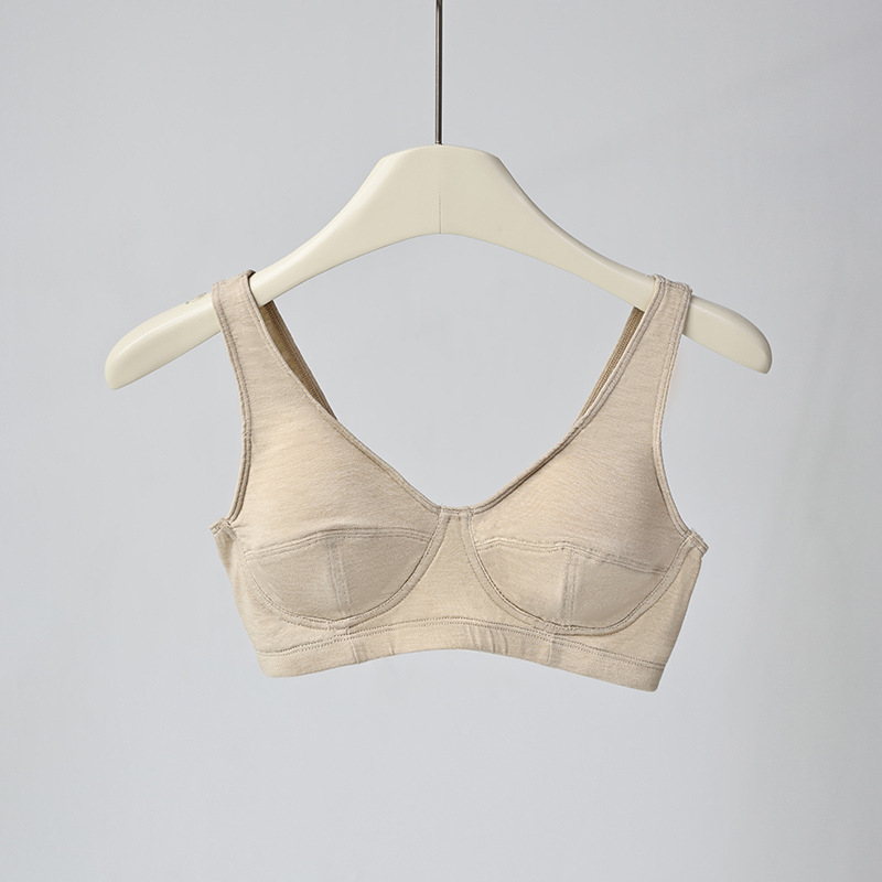 Prancūziško stiliaus liemenėlė su 3D puodeliais iš mulberry šilko, be siūlių, be metalinių žiedų, push-up