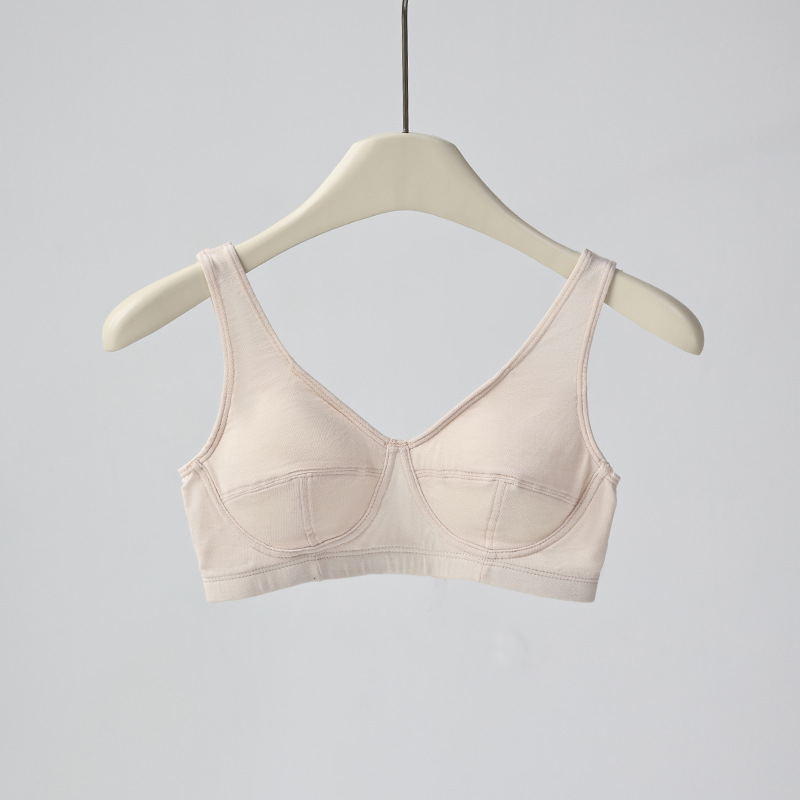 Prancūziško stiliaus liemenėlė su 3D puodeliais iš mulberry šilko, be siūlių, be metalinių žiedų, push-up