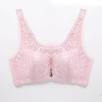 Дантелен бюстгальтер плюс размер с мека телена подпора, Push-Up, странична опора