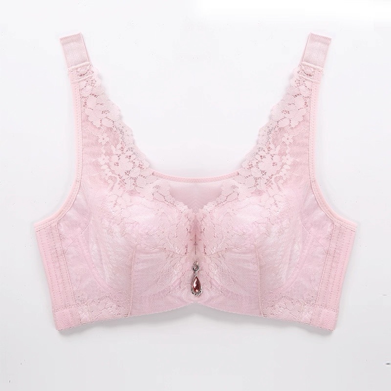 Дантелен бюстгальтер плюс размер с мека телена подпора, Push-Up, странична опора