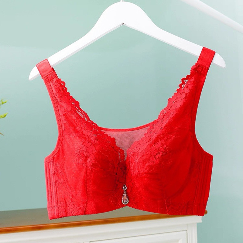 Дантелен бюстгальтер плюс размер с мека телена подпора, Push-Up, странична опора