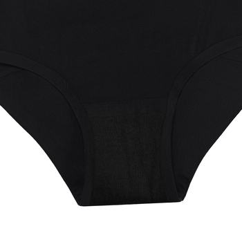 Magas derekú, varrat nélküli női menstruációs alsónemű, négy rétegű szivárgás elleni védelemmel; fő anyag: nylon 85%, ágyék bélés 100% pamut