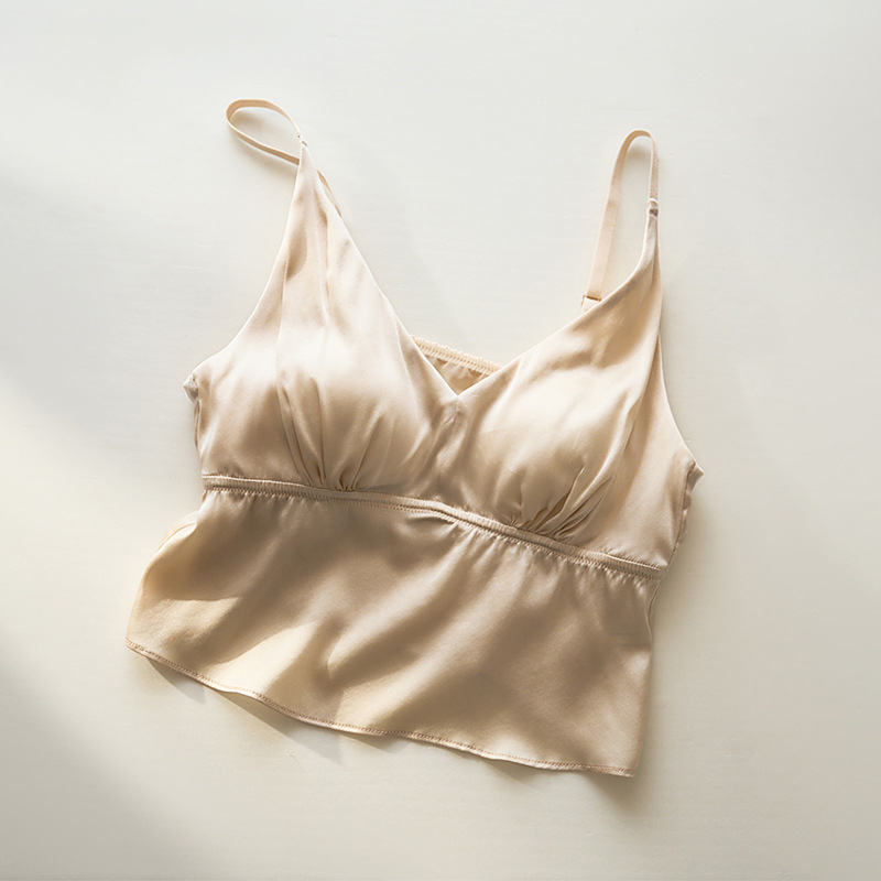 Mulberry Silk trikampio puodelio belaidė liemenėlė – kvėpuojanti, gražus nugaros dizainas, iš šilko