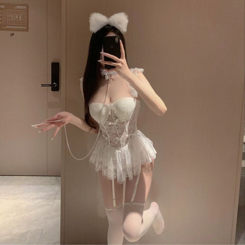 Push-Up дантелен комплект сутиен с мрежеста кост, 3/4 чашка, отделяеми двойни презрамки