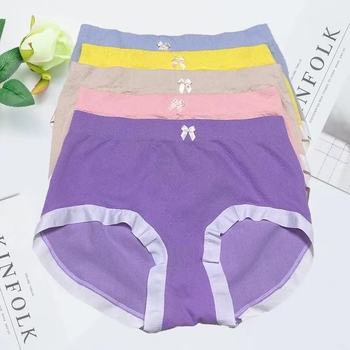 5 darab varrat nélküli női alsónemű középmagas derékkal - poliészter jacquard, lélegző, gyorsan száradó