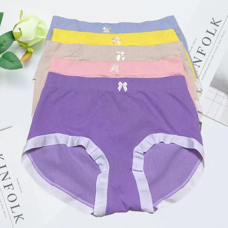 5 darab varrat nélküli női alsónemű középmagas derékkal - poliészter jacquard, lélegző, gyorsan száradó