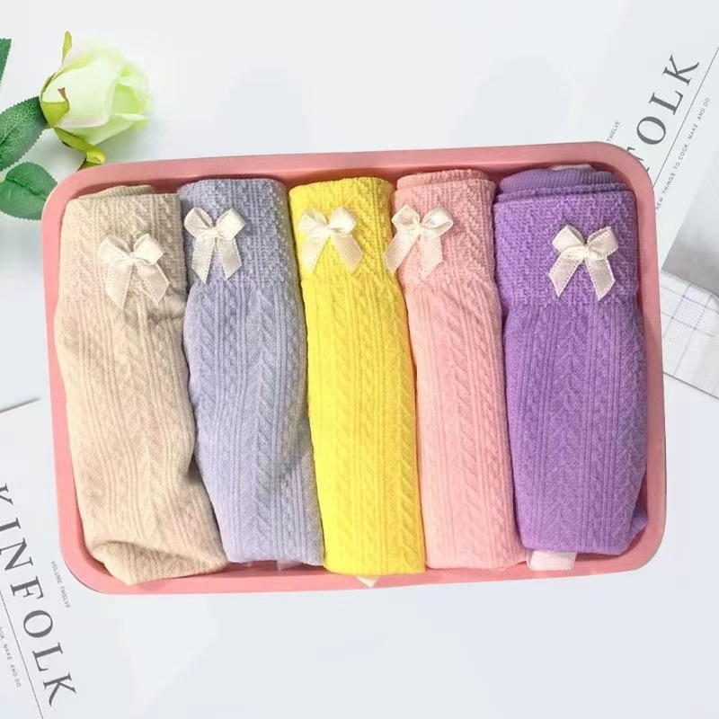 5 darab varrat nélküli női alsónemű középmagas derékkal - poliészter jacquard, lélegző, gyorsan száradó