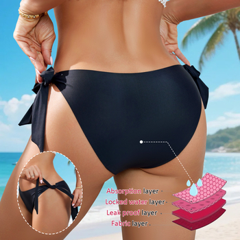 Γυναικείο μαγιό περιόδου - κάτω μέρος, χαμηλή μέση, μονόχρωμο σχέδιο; βασικό ύφασμα νάιλον 85%, επένδυση καβάλου πολυεστέρας