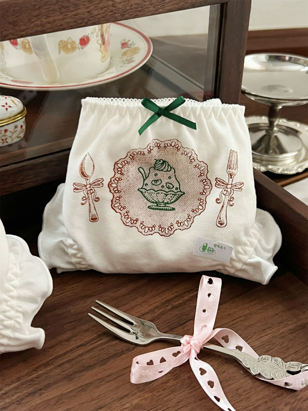 Pamukaste ženske gaćice s dezertnim printom Showa retro japanskog stila, udobne