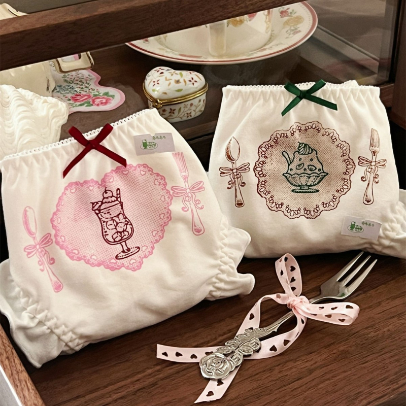 Pamukaste ženske gaćice s dezertnim printom Showa retro japanskog stila, udobne