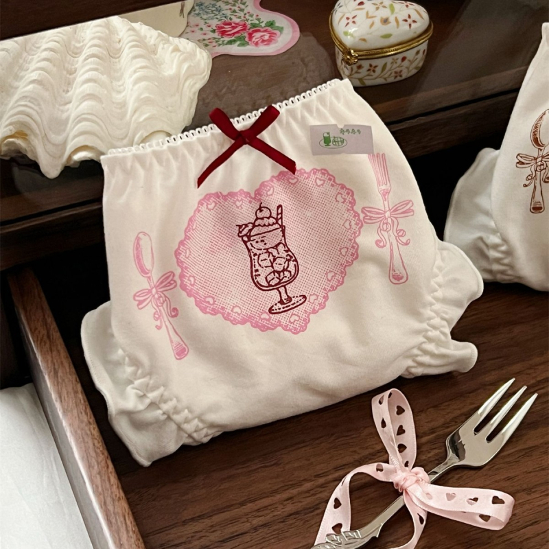 Pamukaste ženske gaćice s dezertnim printom Showa retro japanskog stila, udobne