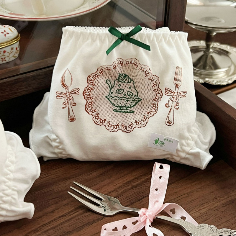 Pamukaste ženske gaćice s dezertnim printom Showa retro japanskog stila, udobne