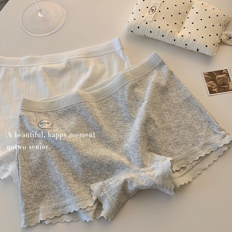 Női pamut boxer brief antibakteriális és átlátszóság elleni védelemmel, középmagas derék, pamut ágyékbélés