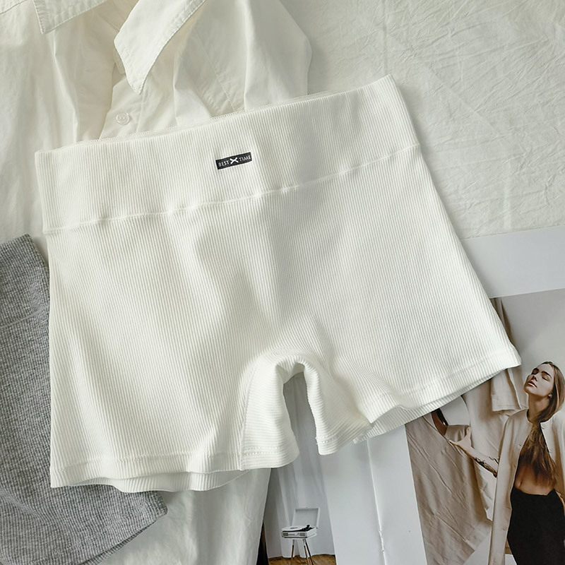Női 3-in-1 antibakteriális, lélegző pamut rövidnadrág középmagas derekú ribkötéses