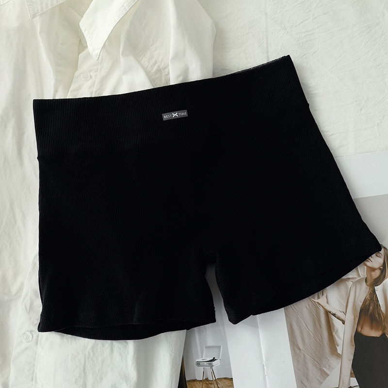 Női 3-in-1 antibakteriális, lélegző pamut rövidnadrág középmagas derekú ribkötéses