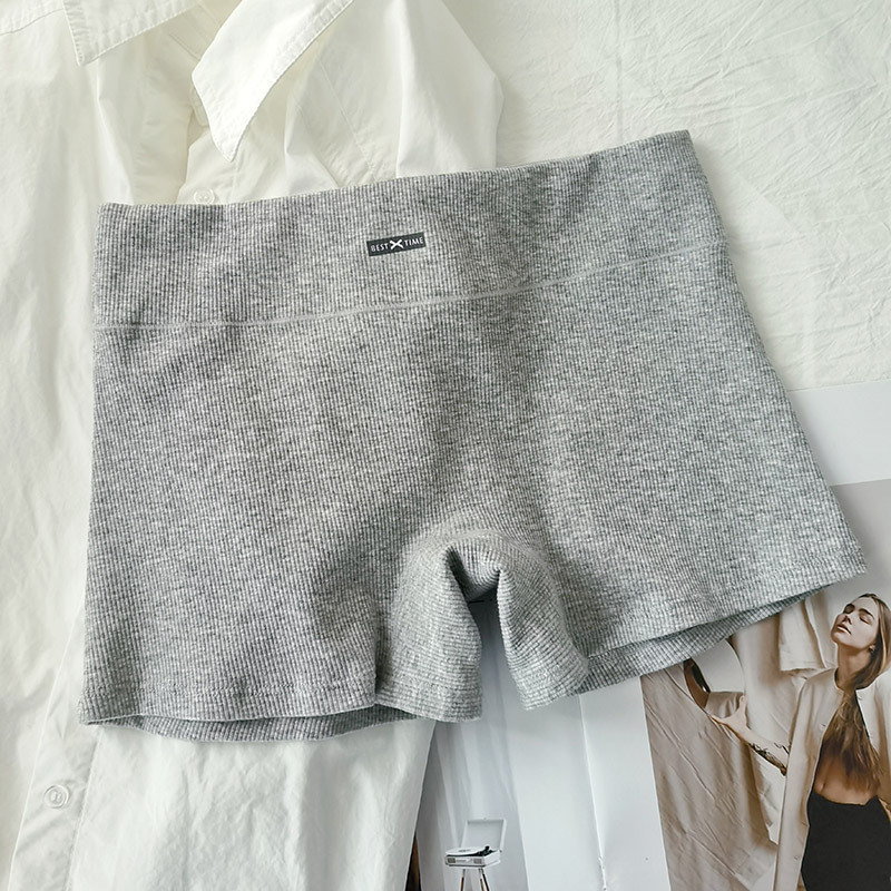 Női 3-in-1 antibakteriális, lélegző pamut rövidnadrág középmagas derekú ribkötéses