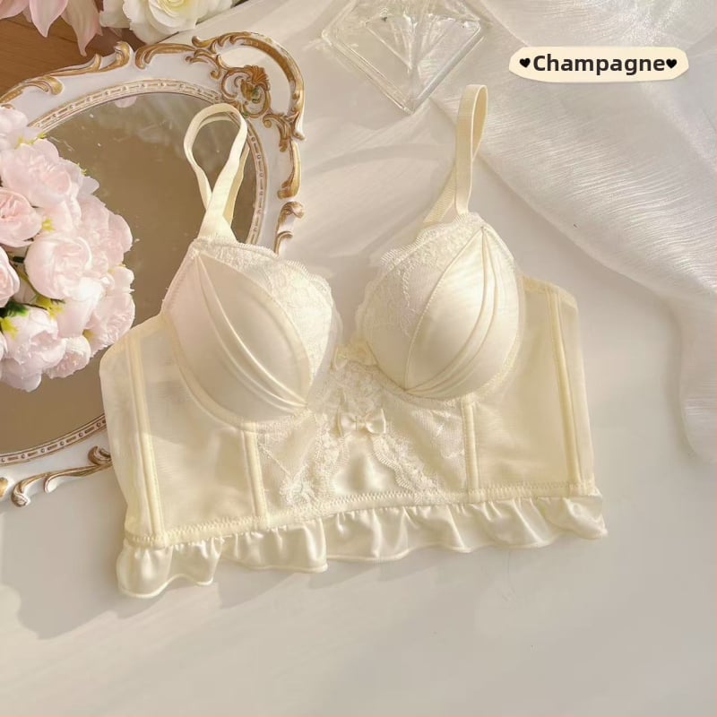 Сутиен комплект от памук, 3/4 чашка, Push-Up, фиксирани двойни презрамки, задно закопчаване с четири реда куки