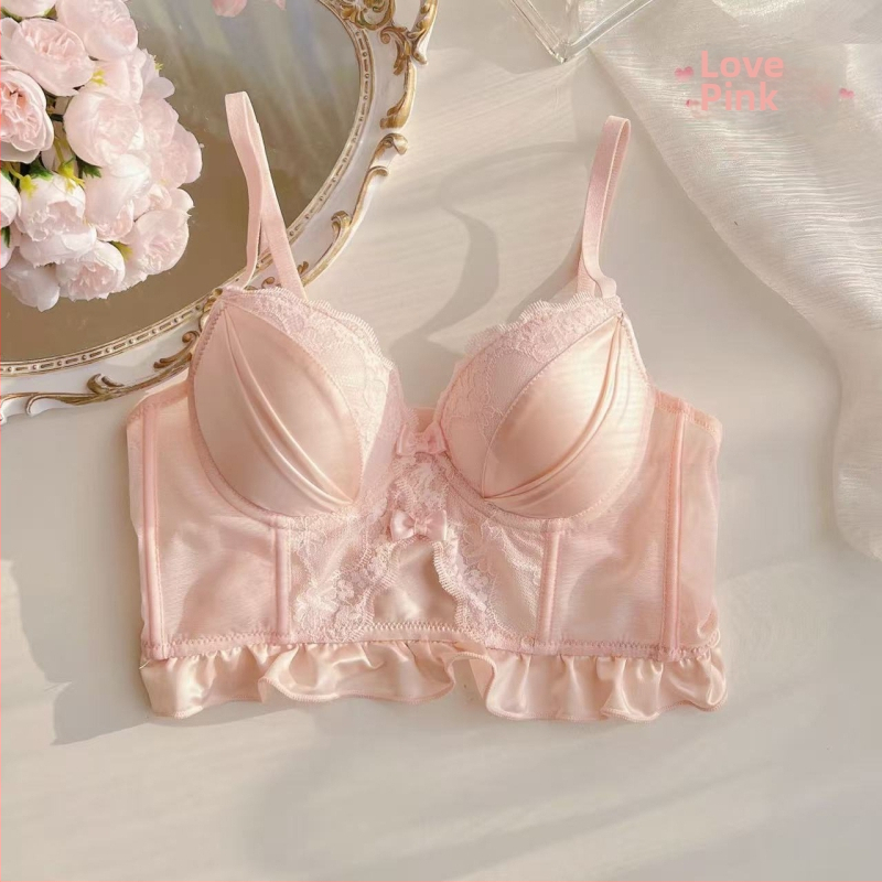 Сутиен комплект от памук, 3/4 чашка, Push-Up, фиксирани двойни презрамки, задно закопчаване с четири реда куки