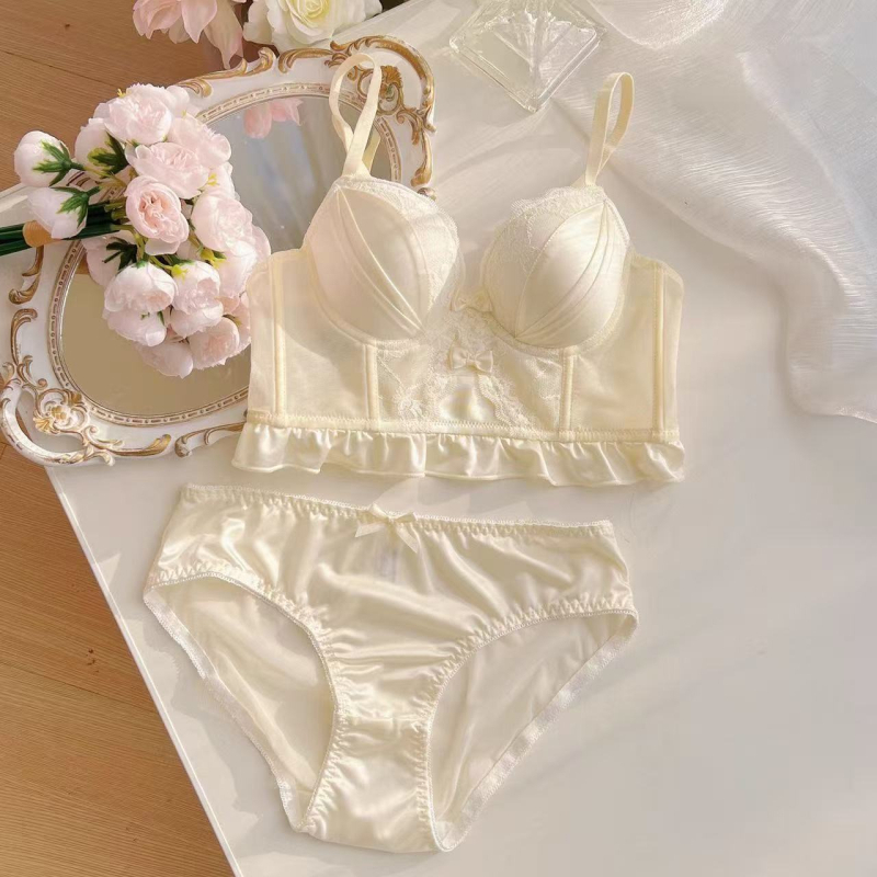 Сутиен комплект от памук, 3/4 чашка, Push-Up, фиксирани двойни презрамки, задно закопчаване с четири реда куки