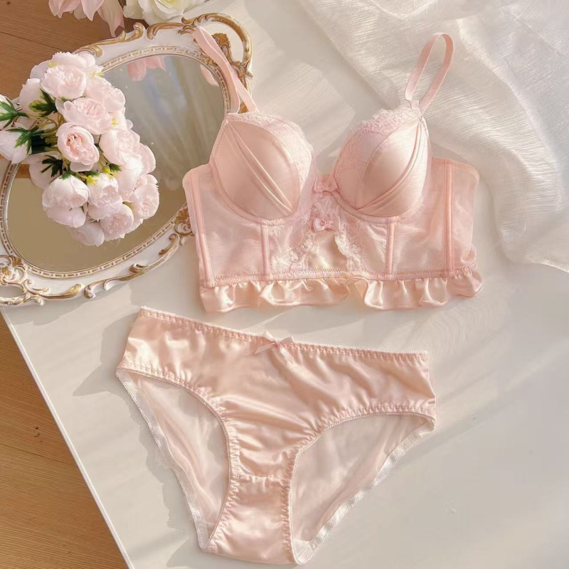 Сутиен комплект от памук, 3/4 чашка, Push-Up, фиксирани двойни презрамки, задно закопчаване с четири реда куки