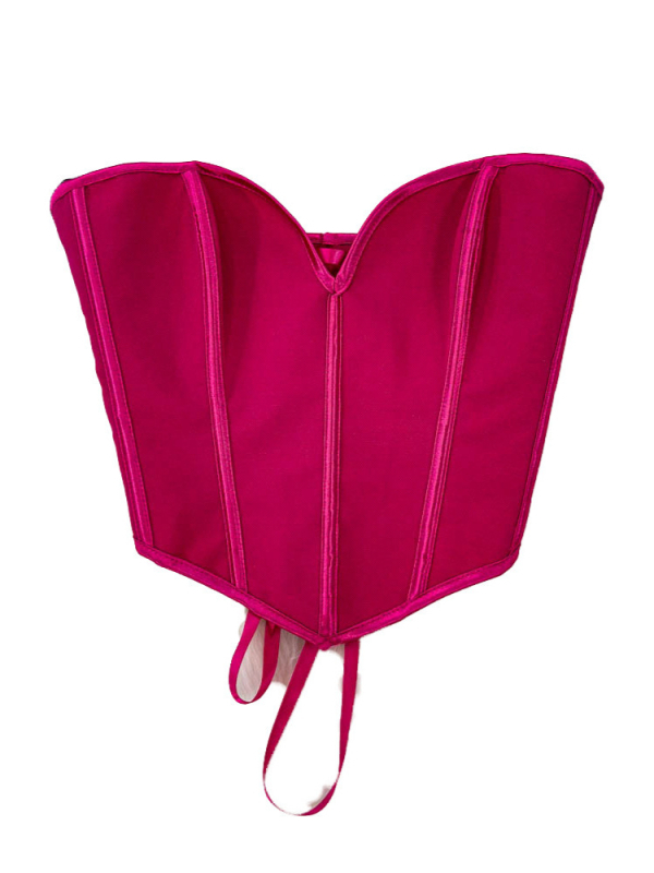 Ženski top tipa cijev bez ramena, bez leđa, od denima, s ribljom kostom i krojem za vitkost, visokim strukom