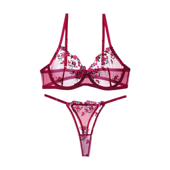 Комплект сутиени с поддържаща тел, чашка 3/4, тънки оформени чашки, фиксирани презрамки, заден двоен катарама