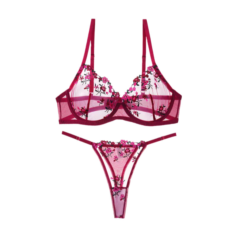 Комплект сутиени с поддържаща тел, чашка 3/4, тънки оформени чашки, фиксирани презрамки, заден двоен катарама